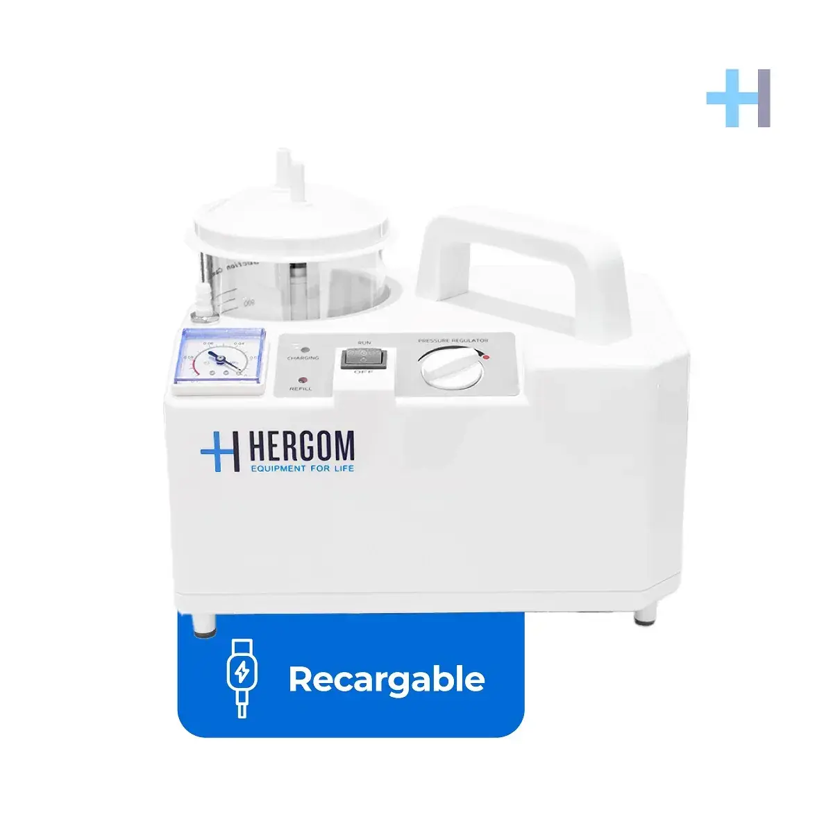 Aspirador de Secreciones Portátil con Batería 18 L/min Modelo 7E-D Hergom